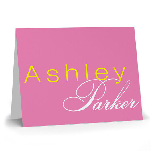 Pink Large Name Folded Note Cards